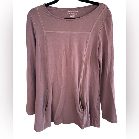 Soft Surroundings Women's Mauve Long Sleeve Tunic Blouse M - Picture 1 of 5